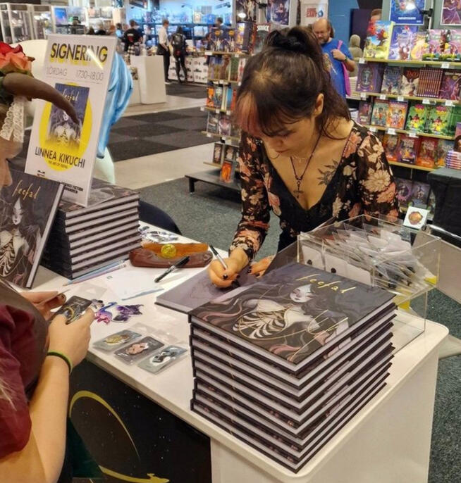 Book signing event at the Science Fiction bookstore in Stockholm